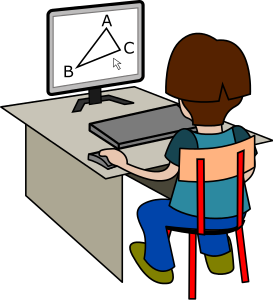 student at computer doing geometry